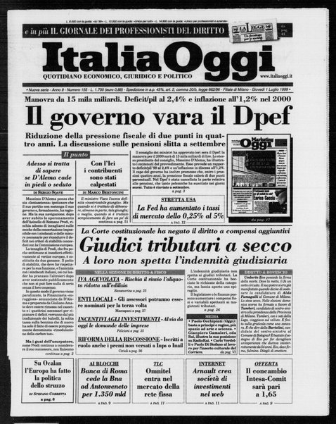 Italia oggi : quotidiano di economia finanza e politica